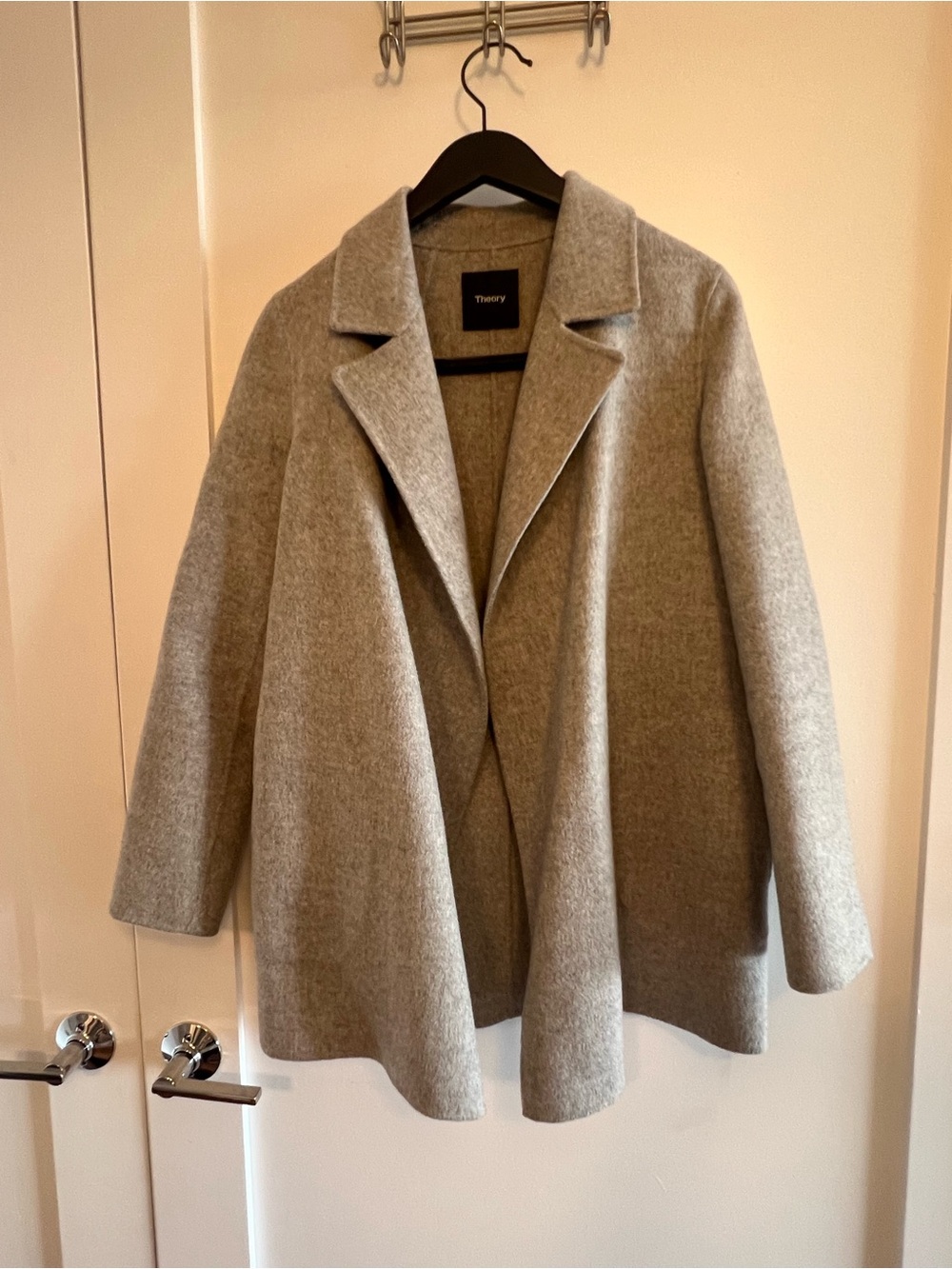 Theory Women's Light Gray Wool Blend Pea Coat